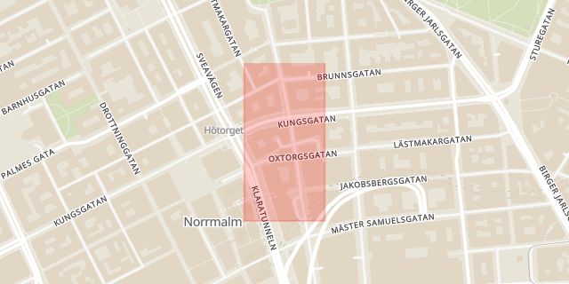 Karta som med röd fyrkant ramar in Norrmalm, Oxtorgsgränd, Stockholm, Stockholms län