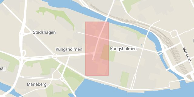 Karta som med röd fyrkant ramar in Sankt Eriksgatan, Kungsholmen, Stockholm, Stockholms län