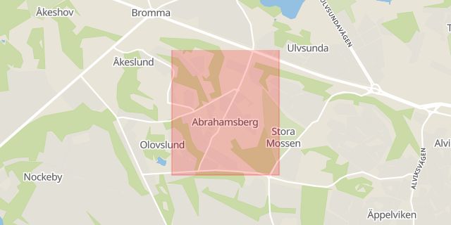 Karta som med röd fyrkant ramar in Abrahamsberg, Stockholm, Stockholms län