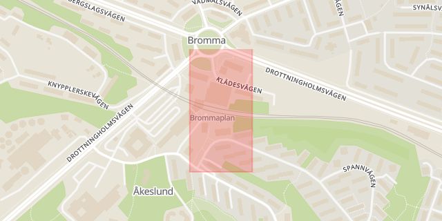 Karta som med röd fyrkant ramar in Brommaplan, Åkeshov, Blond, Stockholm, Stockholms län