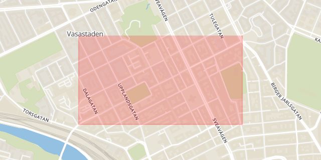Karta som med röd fyrkant ramar in Tegnérgatan, Stockholm, Stockholms län