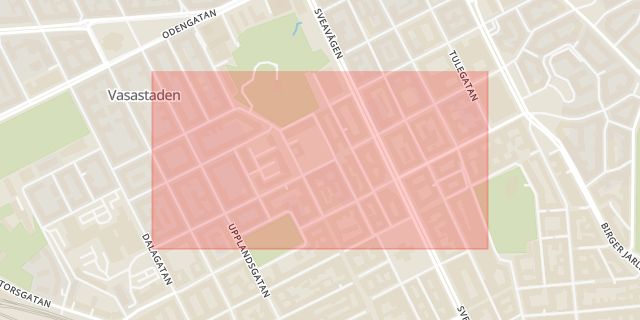 Karta som med röd fyrkant ramar in Rådmansgatan, Vasastaden, Stockholm, Stockholms län