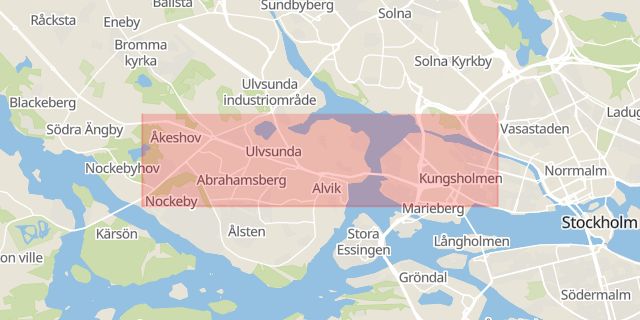 Karta som med röd fyrkant ramar in Drottningholmsvägen, Stockholm, Stockholms län