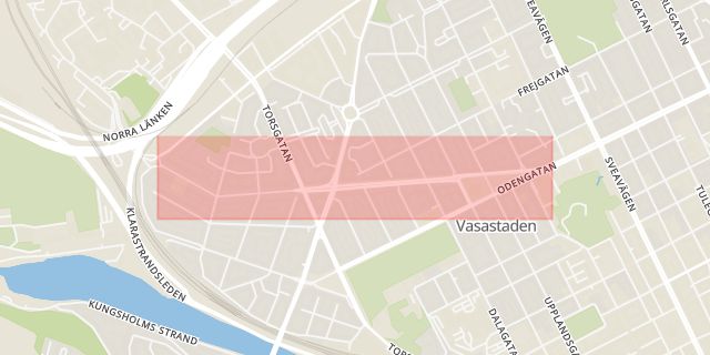 Karta som med röd fyrkant ramar in Vasastaden, Karlsbergsvägen, Stockholm, Stockholms län
