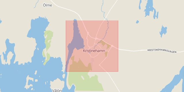 Karta som med röd fyrkant ramar in Kungsgatan, Stenen, Kristinehamn, Värmlands län