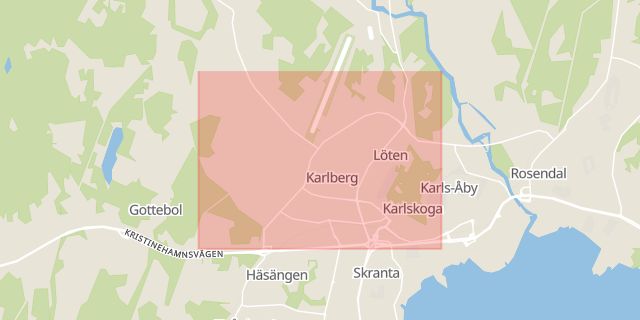 Karta som med röd fyrkant ramar in Karlberg, Karlskoga, Örebro län