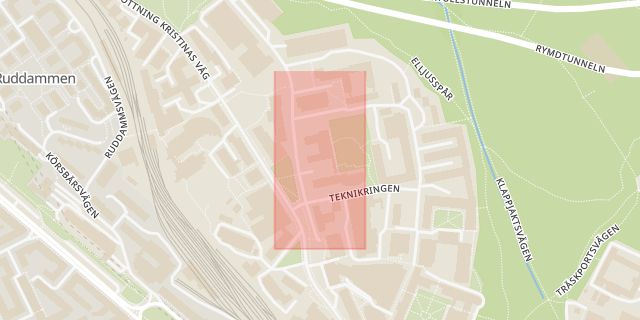 Karta som med röd fyrkant ramar in Östermalm, Tekniska Högskolan, Stockholm, Stockholms län