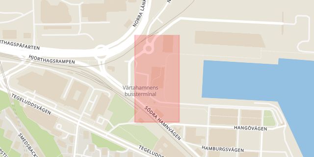 Karta som med röd fyrkant ramar in Värtahamnen, Klämma, Stockholm, Stockholms län