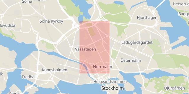 Karta som med röd fyrkant ramar in Sveavägen, Stockholm, Stockholms län