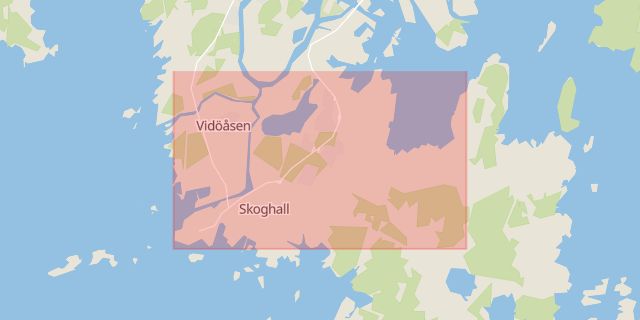 Karta som med röd fyrkant ramar in Skoghall, Hammarö, Värmlands län