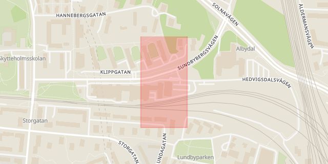 Karta som med röd fyrkant ramar in Solna Tingsrätt, Tingsrätten, Solna, Stockholms län