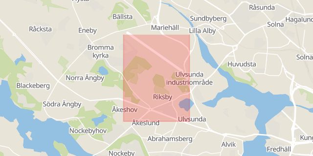 Karta som med röd fyrkant ramar in Riksby, Stockholm, Stockholms län