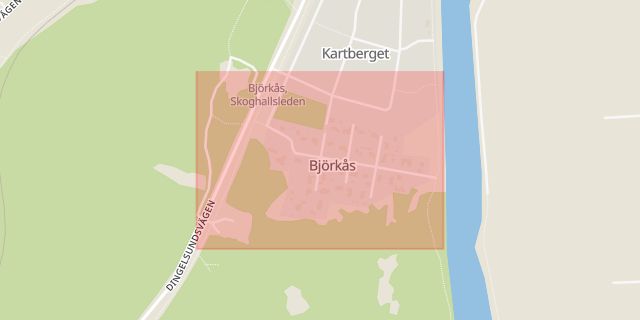 Karta som med röd fyrkant ramar in Björkås, Karlstad, Värmlands län