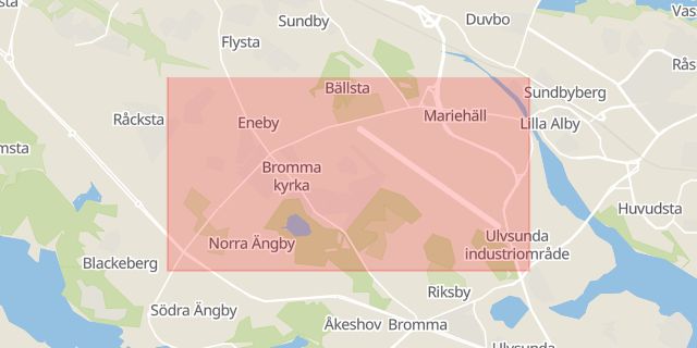 Karta som med röd fyrkant ramar in Bällsta, Bällstavägen, Sundby, Stockholm, Stockholms län