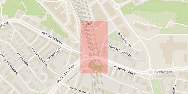 Karta som med röd fyrkant ramar in Frösunda, Solna Station, Solna, Stockholms län