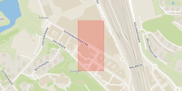 Karta som med röd fyrkant ramar in Mall Of Scandinavia, Solna, Stockholms län