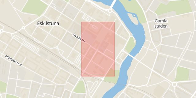 Karta som med röd fyrkant ramar in Gymnastikgatan, Eskilstuna, Södermanlands län