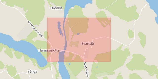 Karta som med röd fyrkant ramar in Svartsjö, Ekerö, Stockholms län