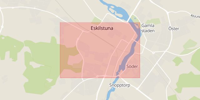 Karta som med röd fyrkant ramar in Nyfors, Eskilstuna, Södermanlands län