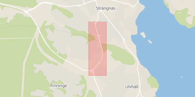 Karta som med röd fyrkant ramar in Södermanland, Södertäljevägen, Strängnäs, Södermanlands län