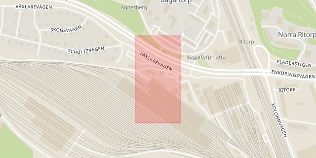 Karta som med röd fyrkant ramar in Depå, Hagalund, Solna, Stockholms län