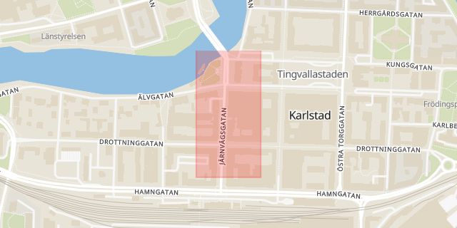 Karta som med röd fyrkant ramar in Mitt I City, Karlstad, Värmlands län