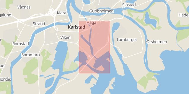 Karta som med röd fyrkant ramar in Hammaröleden, Herrhagen, Karlstad, Värmlands län