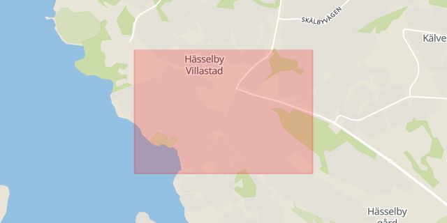 Karta som med röd fyrkant ramar in Hässelby Villastad, Stockholms län