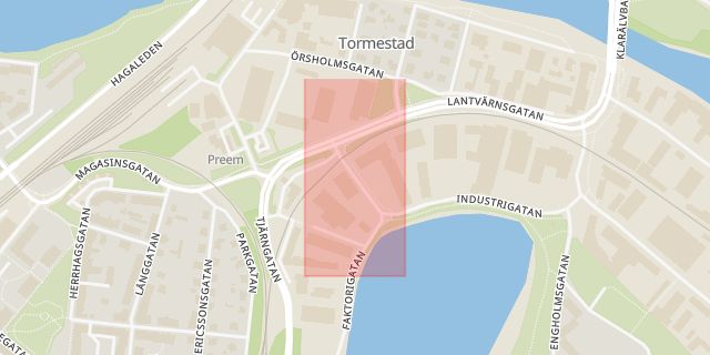 Karta som med röd fyrkant ramar in Industri, Karlstad, Värmlands län