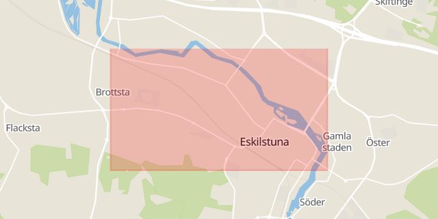 Karta som med röd fyrkant ramar in Kungsgatan, Eskilstuna, Södermanlands län
