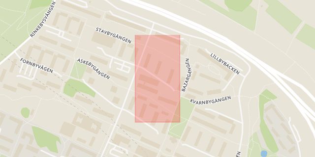 Karta som med röd fyrkant ramar in Rinkeby, Degerbygränd, Stockholm, Stockholms län