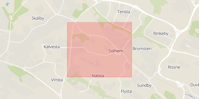 Karta som med röd fyrkant ramar in Solhem, Stockholm, Stockholms län