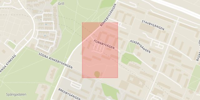 Karta som med röd fyrkant ramar in Rinkeby, Nybykroken, Stockholm, Stockholms län