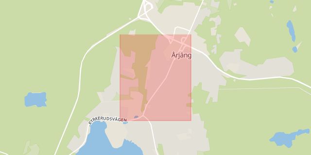 Karta som med röd fyrkant ramar in Storgatan, Årjäng, Värmlands län