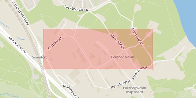 Karta som med röd fyrkant ramar in Polisstation, Stockholm, Stockholms län
