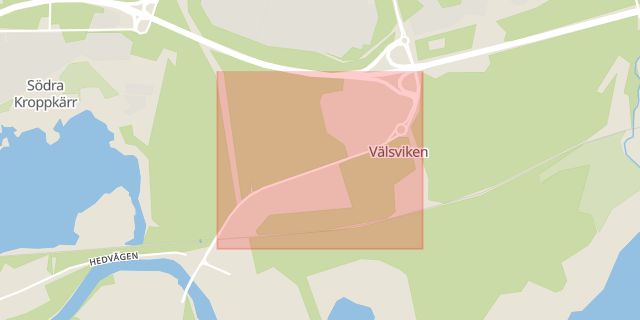 Karta som med röd fyrkant ramar in Välsviken, Karlstad, Värmlands län
