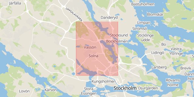 Karta som med röd fyrkant ramar in Virebergsvägen, Råsunda, Gångväg, Bankomat, Solna, Stockholms län