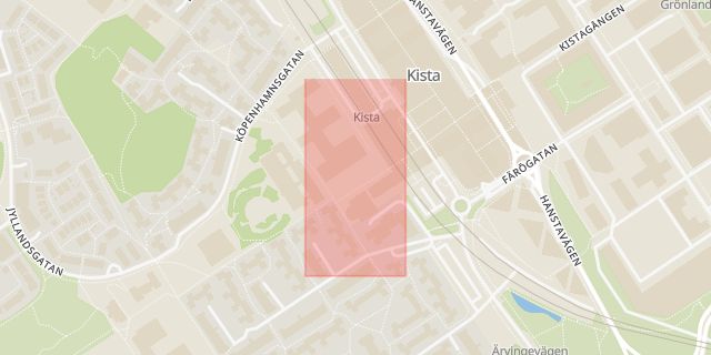 Karta som med röd fyrkant ramar in Kista Torg, Stockholm, Stockholms län