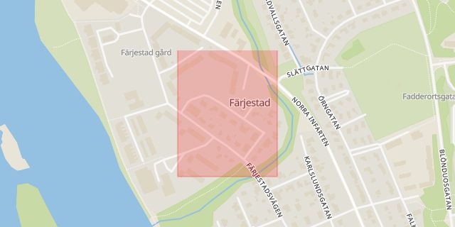 Karta som med röd fyrkant ramar in Dammgatan, Intrånget, Karlstad, Värmlands län