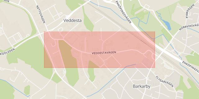 Karta som med röd fyrkant ramar in Veddesta, Järfälla, Stockholms län