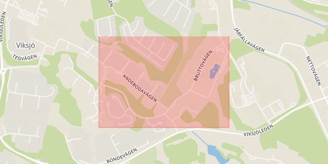 Karta som med röd fyrkant ramar in Bruttovägen, Järfälla, Stockholms län