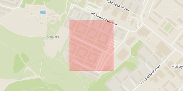 Karta som med röd fyrkant ramar in Akalla, Imatragatan, Stockholm, Stockholms län