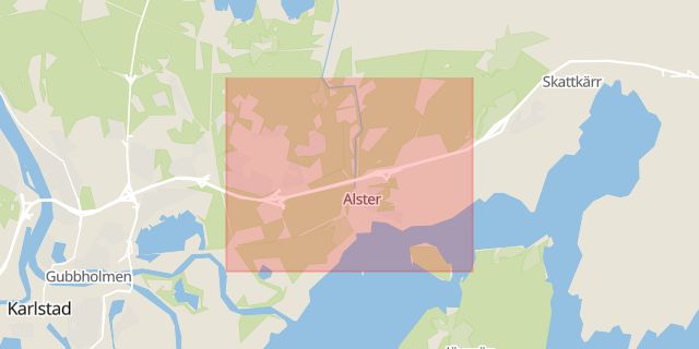Karta som med röd fyrkant ramar in Värmland, Karlstad, Kronoparken, Värmlands län
