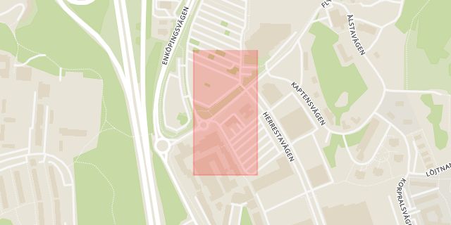 Karta som med röd fyrkant ramar in Barkarby, Barkarby Handelsplats, Järfälla, Stockholms län