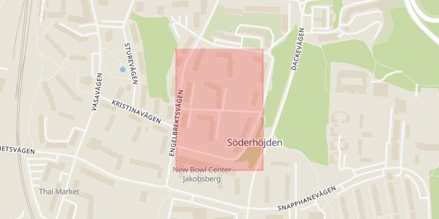 Karta som med röd fyrkant ramar in Margaretavägen, Jakobsberg, Järfälla, Stockholms län