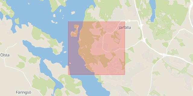 Karta som med röd fyrkant ramar in Viksjö, Järfälla, Stockholms län