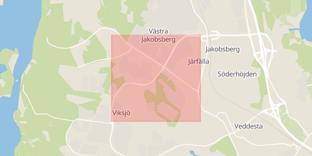 Karta som med röd fyrkant ramar in Viksjö, Viksjöleden, Järfälla, Stockholms län