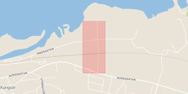 Karta som med röd fyrkant ramar in Ekuddsvägen, Kungsör, Västmanlands län