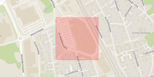Karta som med röd fyrkant ramar in Häggvik, Glimmervägen, Sollentuna, Stockholms län