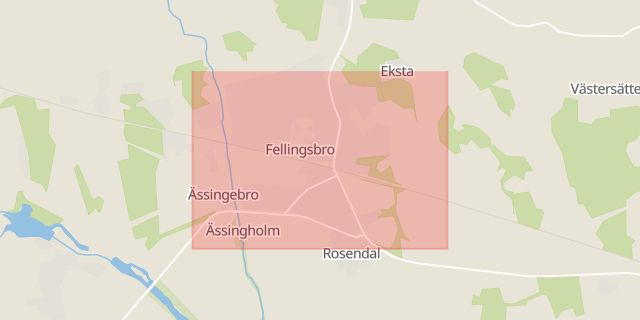 Karta som med röd fyrkant ramar in Fellingsbro, Örebro län